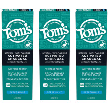 Toms of Maine Natural Activated Charcoal Toothpaste with Fluoride  Peppermint  4.0 Oz (Pack of 3)