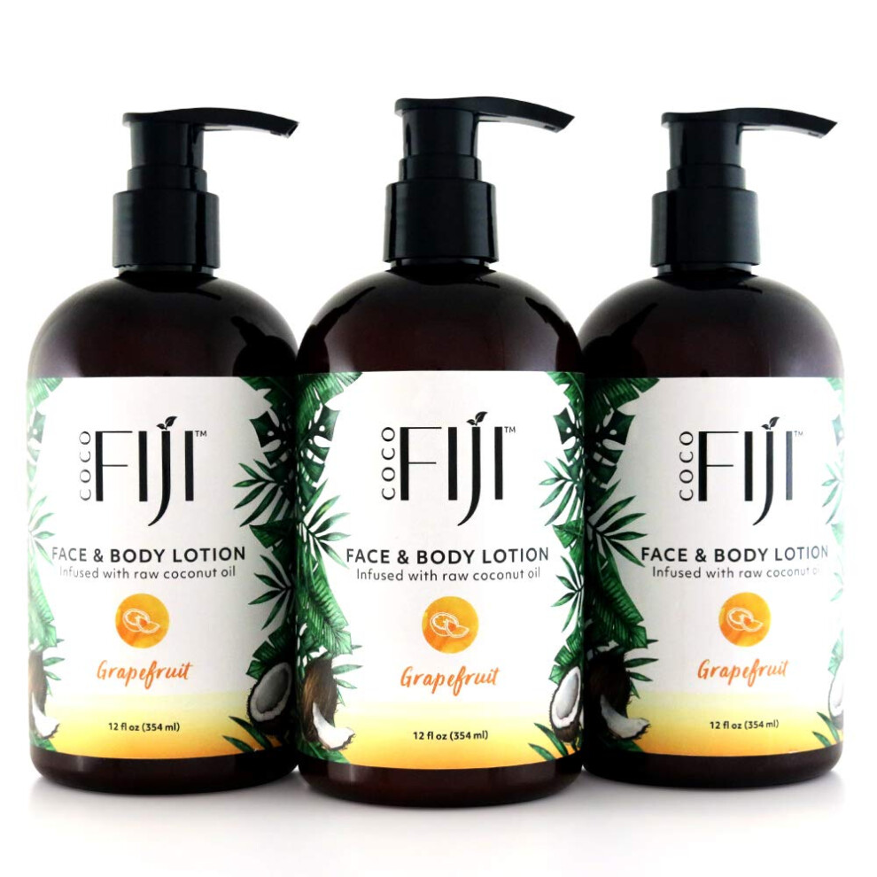 Organic Fiji Cream Coco Fiji Face & Body Lotion Infused With Coconut Oil | Lotion For Dry Skin | Moisturizer Face & Massage Lotion For Women & Men |Grapefruit
