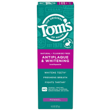 Tom's of Maine, Anti-Plaque & Aufhellende Zahnpasta, Fluoridfrei, Fenchel, 4,5 oz (127 g)