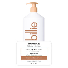 Billie Bounce Hydrating Women's Body Lotion Vanilla Cedar Scent with Hyaluronic Acid 18 fl oz