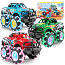 Vroomix 3Pack Monster Truck Toy - Toy Truck with Flashing LED Wheels - Light-Up Cars for Toddlers - Birthday Gift for Boys Girls - Friction-Power