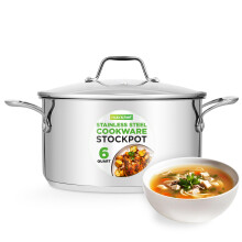 NutriChef 6-Quart Stainless Steel Stock Pot - Heavy Duty Induction See-Through Lid Dishwasher Safe - Ideal for Stews Soups and Simmering - Nu