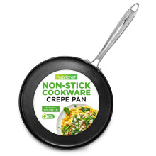 NutriChef 12 inch crpepan met antiaanbaklaag, ideaal voor pannenkoeken, Dosa en tortilla's, hard geanodiseerd, vaatwasmachinebestendig