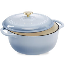 Best Choice Products 6 Quart gemailleerde gietijzeren ronde braadpan familiestijl zwaar voorgekruid kookgerei voor thuis keuken eetkamer ovenklu