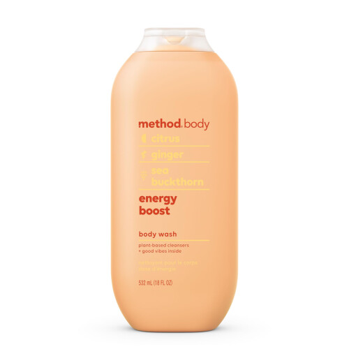 Method Mtodo de lavagem corporal Energy Boost sem parabenos e ftalatos 18 onas (pacote com 1)