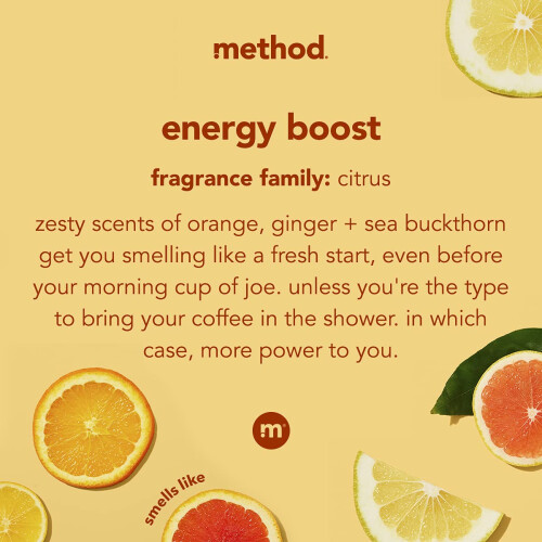 Method Mtodo de lavagem corporal Energy Boost sem parabenos e ftalatos 18 onas (pacote com 1) 1