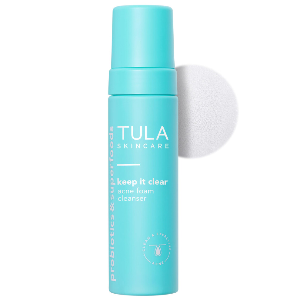 Photos - Facial / Body Cleansing Product Tula Skin Care Keep It Clear - Acne Foam Cleanser Contains Salicylic & Azelaic Acid & Probiotics Clears & Soothes Acne Brigh 