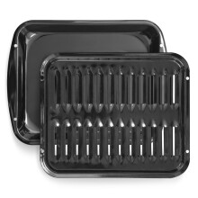Vleeskuikenpan voor oven Anti-aanbaklaag Porselein gecoat - 16,75 x 12,75 Whirlpool 4396923 Vervangende braadpan voor oven met rek voor hoge temp