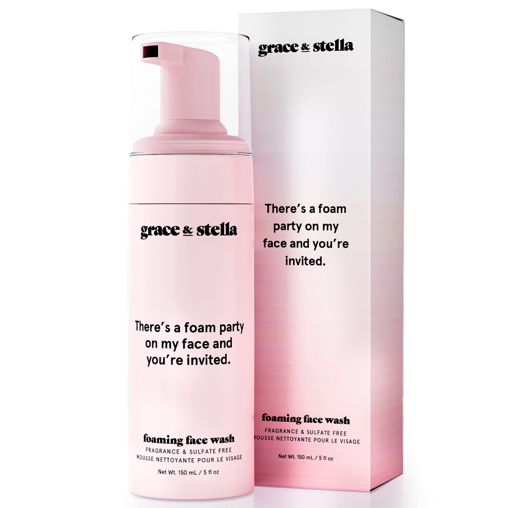 Grace & Stella Foaming Facial Cleanser (150Ml) - Sensitive Skin Face Wash - Vegan - Limpiador Facial - Hydrating Facial Cleanser - Face Wash Sensitive