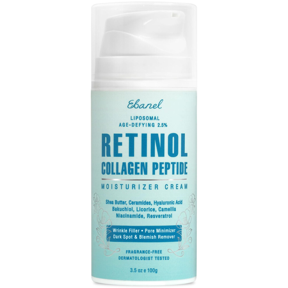 Ebanel Cream Retinol For Face With Collagen Peptides Niacinamide Ceramides Vitamin B5 Hyaluronic Acid Bakuchiol Anti Aging Wrinkle F
