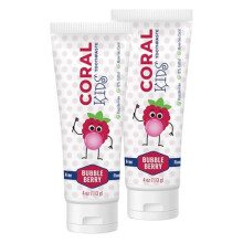 Coral White Barnslang Bubble Berry Fluoridfri Tandkräm - 4 Ounce (2 Pack)