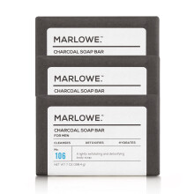 MARLOWE. Nr. 106 Holzkohleseife 7 oz (3 Stck) Krperseife fr Mnner, reinigend, reinigend und feuchtigkeitsspendend mit natrlichen Extrakten, Shea
