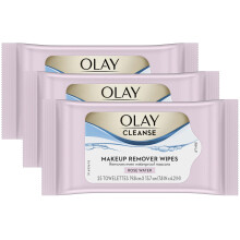 Olay Cleanse Makeup Remover Cleansing Face Wipes Daily Facial Towelettes Rose Water 25 Count 3 Pack