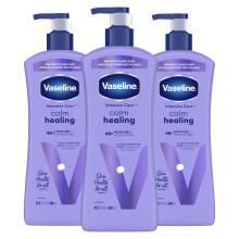 Vaselina Intensive Care Calm Healing Body Lotion 3 contagens para pele seca feita com lipdios ultra-hidratantes e extrato de lavanda para curar