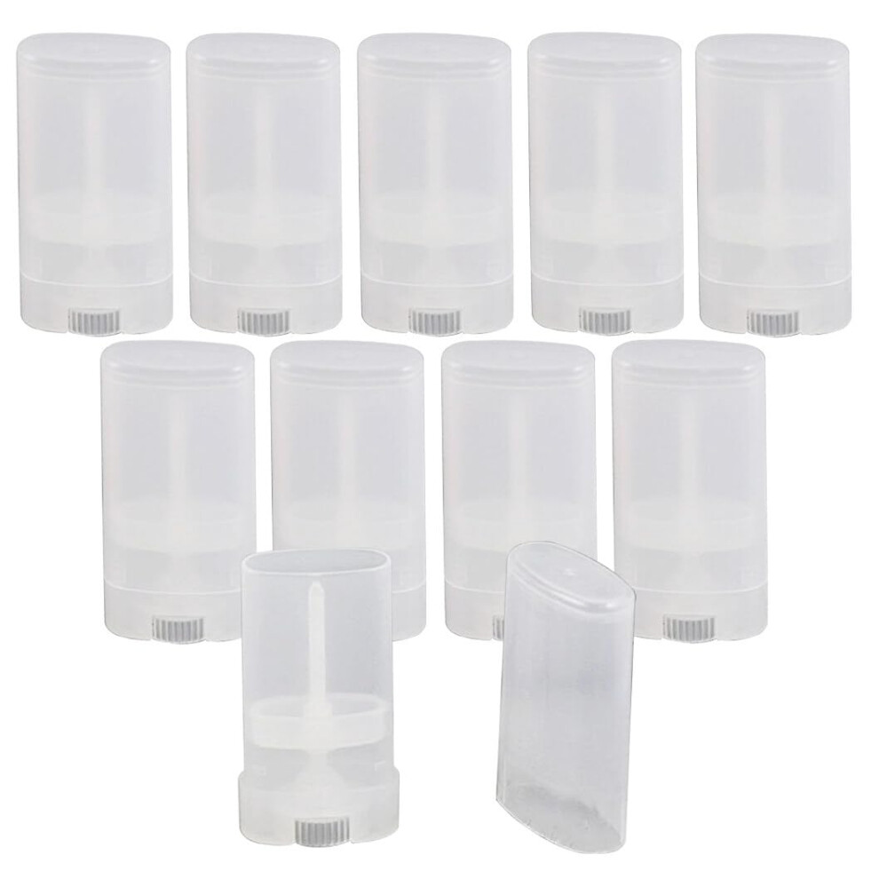 Quupy 10Pcs 15Ml Clear Empty Plastic Oval Deodorant Containers Lip Balm Tubes For Diy Lip Balm Lipstick Crayon Homemade Aromatherapy