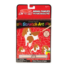 Melissa & Doug On the Go Scratch Art: Tierfamilien Wimmelbild-Aktivittsblock mit Stift