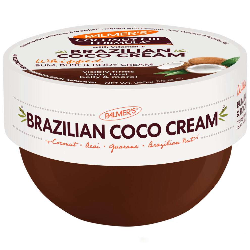 Palmer Cream Palmer's Coconut Oil Formula Brazilian Coco With Vitamin E 8.8 Fl Oz Whipped Bum Bust & Body Helps With Skin Tightening & Firming