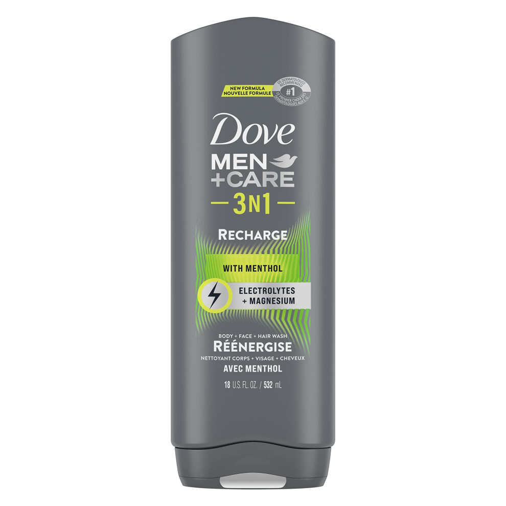 Dove Men+Care Post-Workout Body Wash For Men 3N1 Recharge With Menthol 18 oz