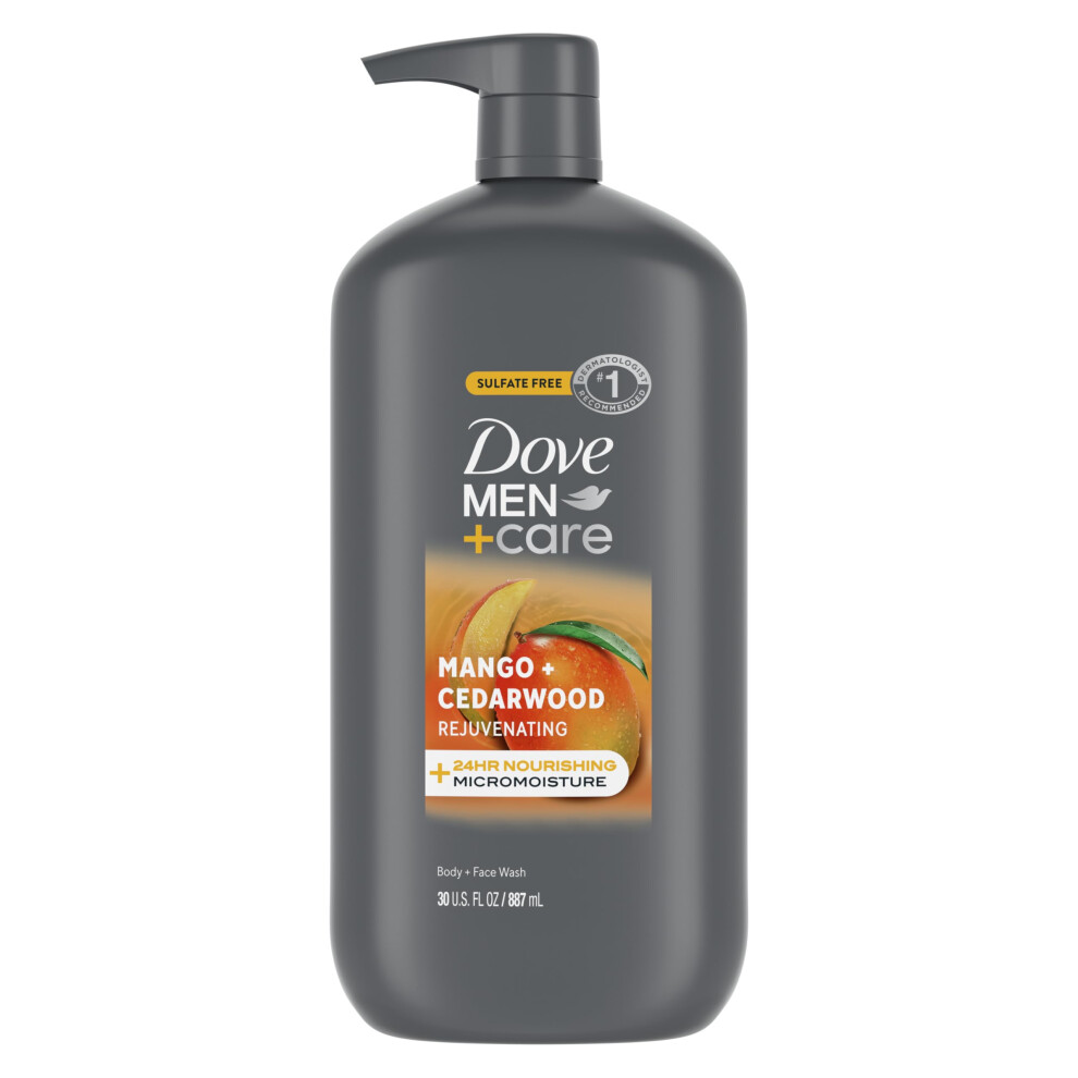 DOVE MEN + CARE body and face wash rejuvenating mango + cedarwood for Men  with 24-Hour Nourishing Micromoisture Technology  30 oz