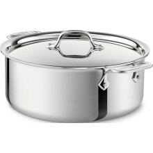 All-Clad D3 Suppentopf aus 3-lagigem Edelstahl, 6 Quart, induktionsofen- und grillfest, 600    F, T   pfe und Pfannen, Kochgeschirr, Silber
