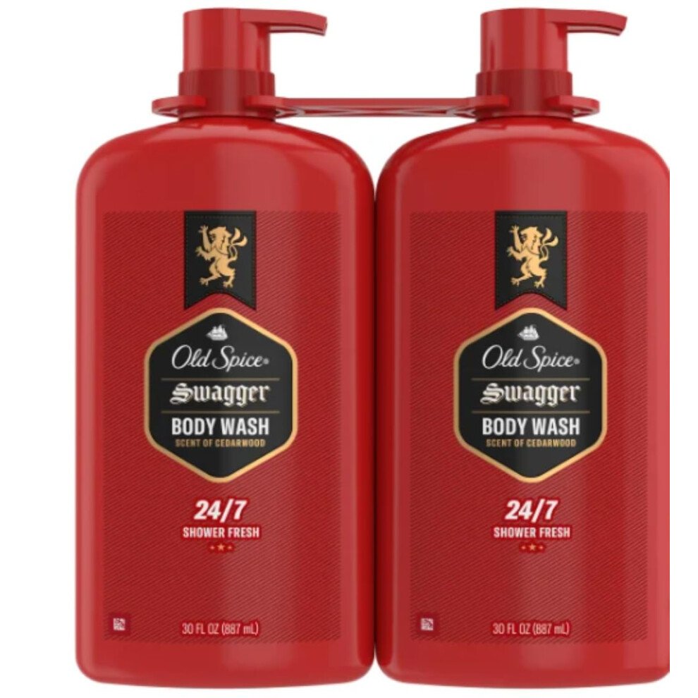 Old Spice 3 X Defence Swagger Body Wash Cedarwood Scents 2 Bottles of 30 FL OZ Each