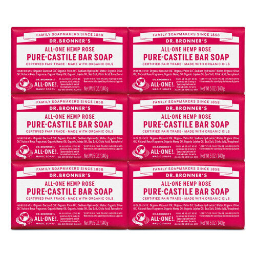 Dr Bronner's Dr. Bronner's - Sapone Bar Pure-Castile - Rosa, Con Oli Biologici, Per Viso, Corpo e Capelli