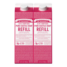 Dr. Bronner's Pure-Castile vloeibare zeep navulling (Rose 32oz, pakket van 2)