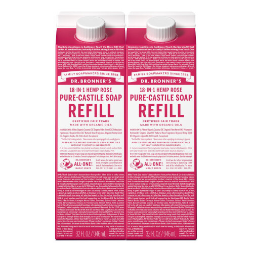 Dr Bronner's Dr. Bronner's Pure-Castile Liquid Soap Refill (Rose 32oz frpackning med 2)
