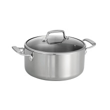 Tramontina Tri-Ply Clad Stainless Steel 5-Quart Dutch Oven Pot with Glass Lid Induction-Ready Dishwasher-Safe NSF-Certified Made in Brazil