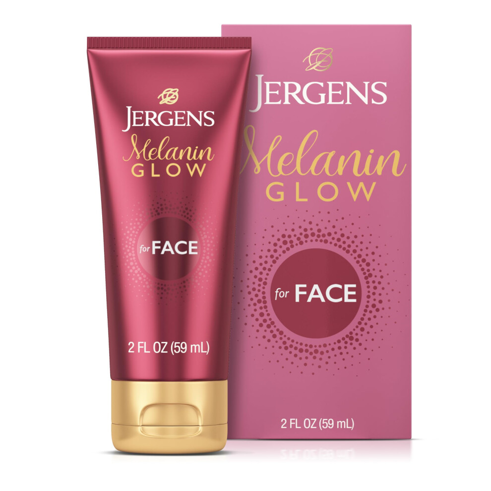 Jergens Light Melanin Glow Facial Glow Enhancer Luminizer And Moisturizer With Hyaluronic Acid Dermatologist-Tested Non-Comedogenic 2Oz