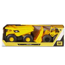 CAT Construction Toys Tough Rigs 15"""" Dump Truck & Loader Set Toys 2 Pack Ages 2+ Kid Powered CATerpillar Vehicle Set Indoor or Outdoor Play