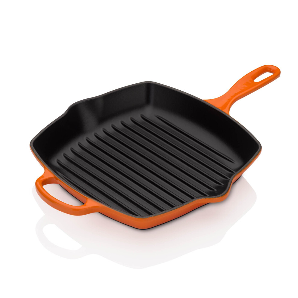Le Creuset Enameled Cast Iron Signature Square Skillet Grill  10.25""""  Flame-image-OPC-PHTGR9S-NEW
