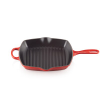 Grelha de frigideira quadrada exclusiva em ferro fundido esmaltado Le Creuset 10,25"""" Cerise