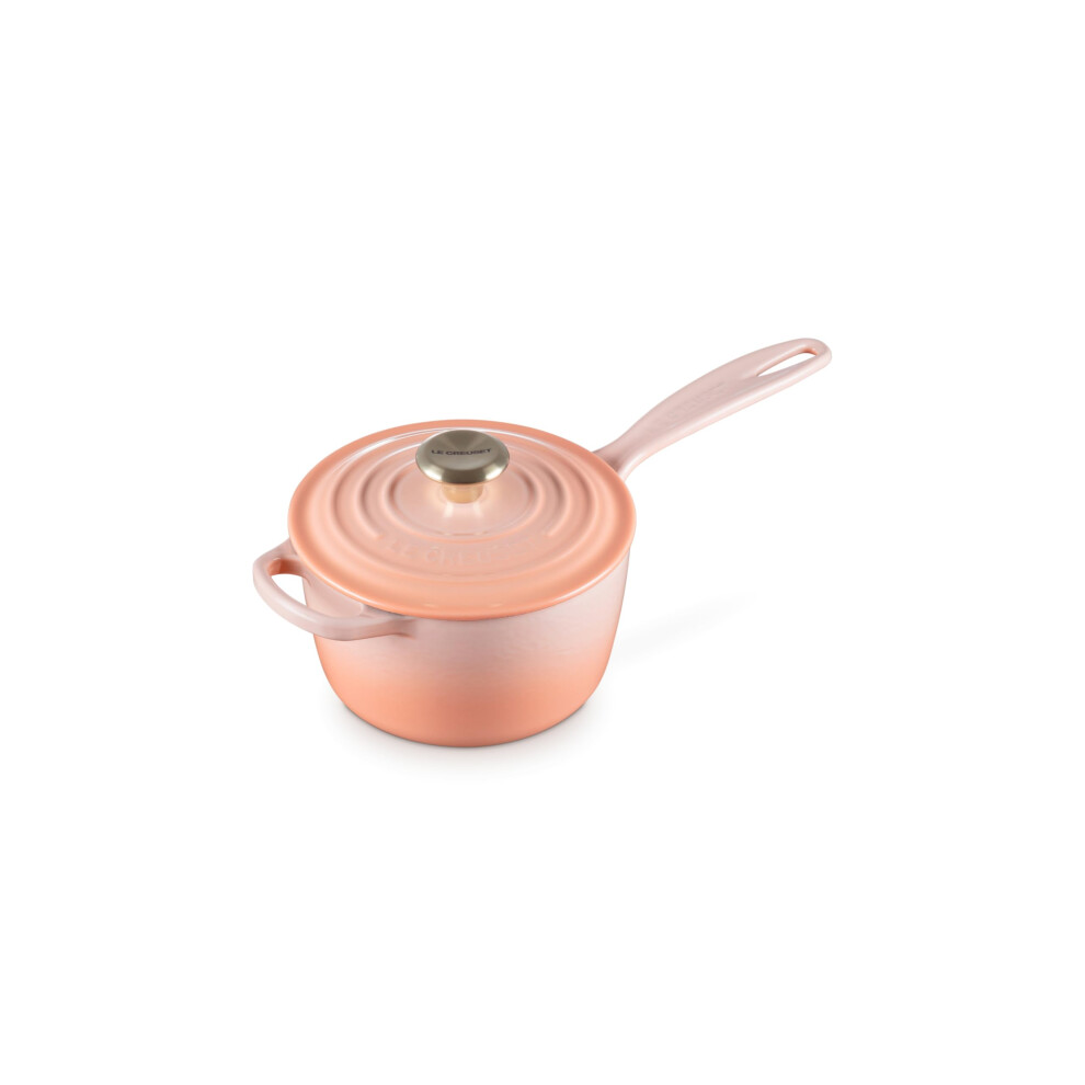 Photos - Bakeware Le Creuset Enameled Cast Iron Signature Round Saucepan with Lid 1.75qt. Peche 21181016423071 