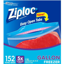 Ziploc Double Zipper Freezer Gallon Bags Total: 152 Bags (4 X 38 Count)