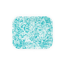 Emaillewerk grote open braadpan 30,5 x 30,5 cm turkoois/wit spetters