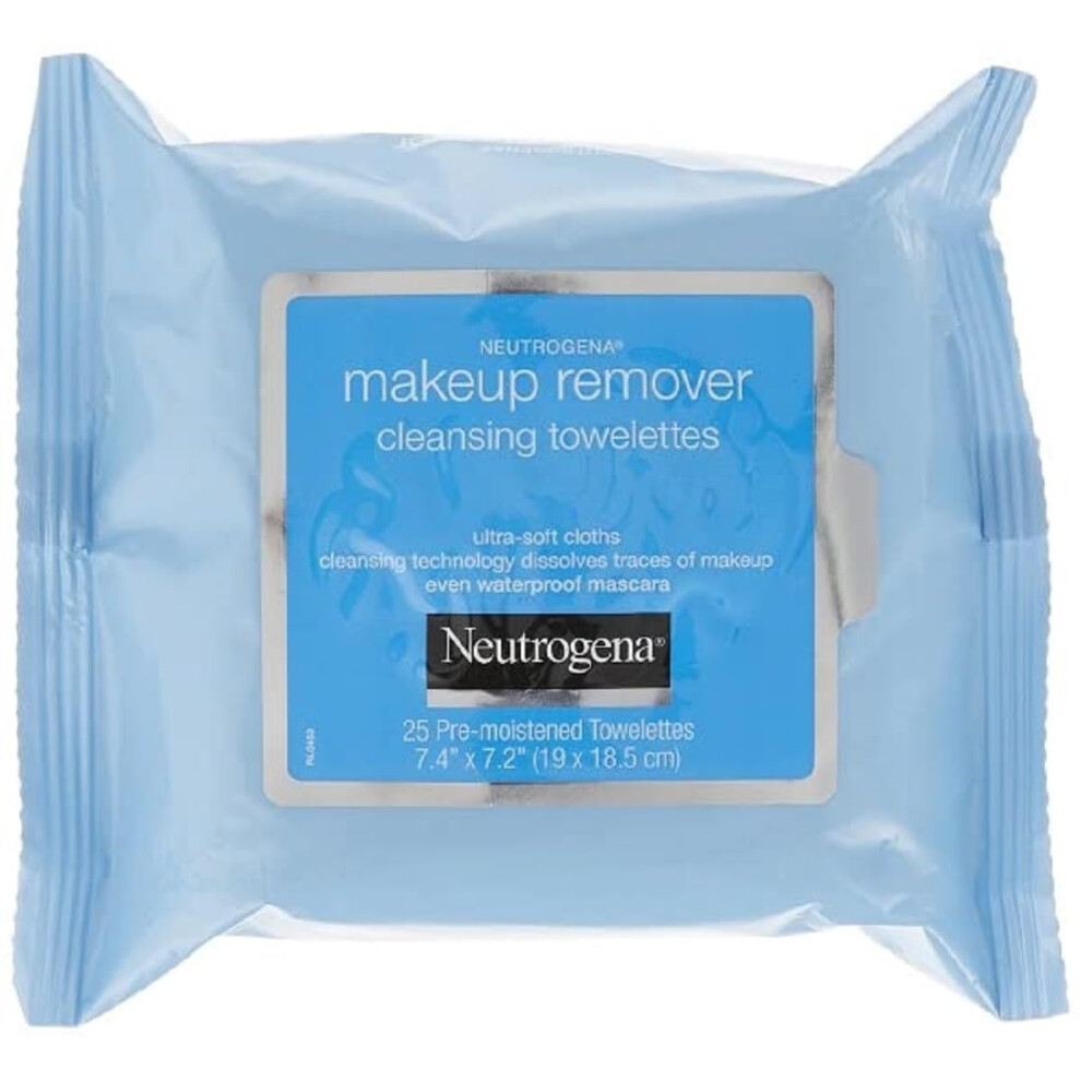 Neutrogena Makeup Remover Wipes Daily Facial Cleanser Towelettes Gently Removes Oil & Makeup Alcohol-Free Makeup Wipes 25 ct