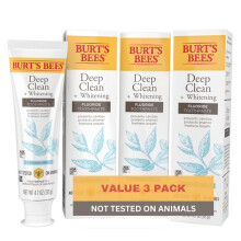 Burt's Bees Tandkrm Naturlig Smak Fluor Tandkrm Deep Clean + Whitening Mountain Mint 4,7 oz vardera (frpackning med 3)