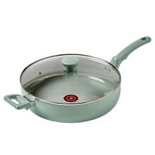 T-fal Refresh Ceramic Nonstick Saute Pan with Lid 5 Qt Made without PFOA and PTFE Oven and Broiler Safe up to 350F Cookware Frying Pan Stay-C