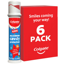 Colgate Kindertandpasta Pomp met Fluoride, Anticariës & Bescherming, Voor Leeftijd 6+, Mild Bubble Fruit Smaak, 4.4 Ounce, 6 Pack