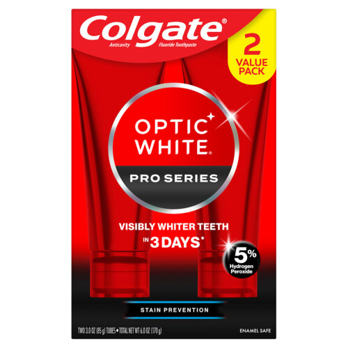 Colgate Dentifrice Colgate Optic White Pro Series avec 5 % de peroxyde d'hydrogène, 3 oz, 2 Pack