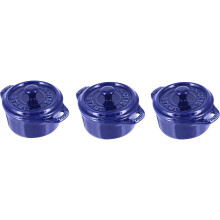 STAUB Keramiek Braadpan 3-delig Mini Ronde Cocotte Donkerblauw
