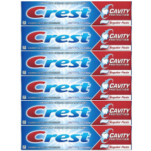 Cresta Fluoruro Pasta de dientes anticavidad Pasta de 6 paquetes regulares 2.4 oz Tubos de pasta de dientes clnicamente Probado de atencin oral Cav