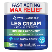 Crema per gambe di rilievo Owell Naturals - Forza di massima resistenza ad azione rapida con la vitamina e lalione lenitiva di aloe vera