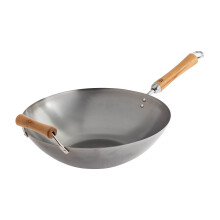 JOYCE CHEN Classic Series 14-calowy wok ze stali weglowej z brzozowymi uchwytami