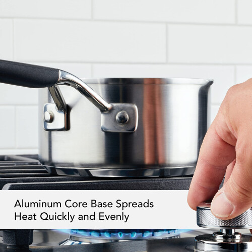 KitchenAid KitchenAid Saucepan with Pour Spouts  1 Quart  Brushed Stainless Steel  71018 2