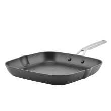KitchenAid Hard Anodized Induction Nonstick Square Grill Pan/Griddle with Pouring Spouts 11.25 Inch Matte Black