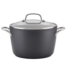 KitchenAid Hard Anodized Induction Nonstick Stock Pot/Stockpot with Lid 8 Quart Matte Black