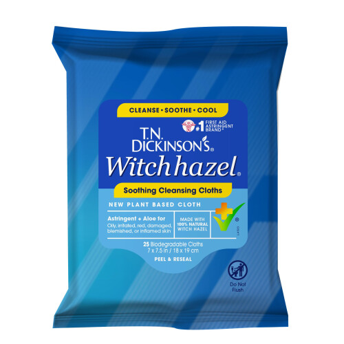 T.N. Dickinson's Witch Hazel Ny beroligende MultiUse renseklud Klar 25 Count