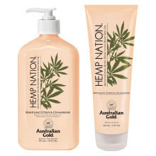 Australian Gold Hemp Nation Sparkling Citrus & Champagne Bundle - Tan Extender Body Lotion (18 FL Oz) & Wash (8 FL Oz)